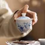 Qinghua Blue And White Porcelain Bamboo Gaiwan
