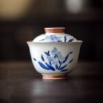 Blue and White Hand-Painted Orchid Gaiwan