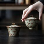 Small Red Flowers Wood Firing Gaiwan