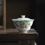 Hand-Painted Porcelain Peach Gaiwan