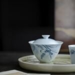Hand-Painted Light Blue Bird Gaiwan