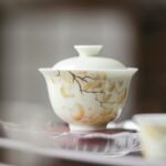 Hand-Painted Yellow Gingko Leaf Underglaze Gaiwan